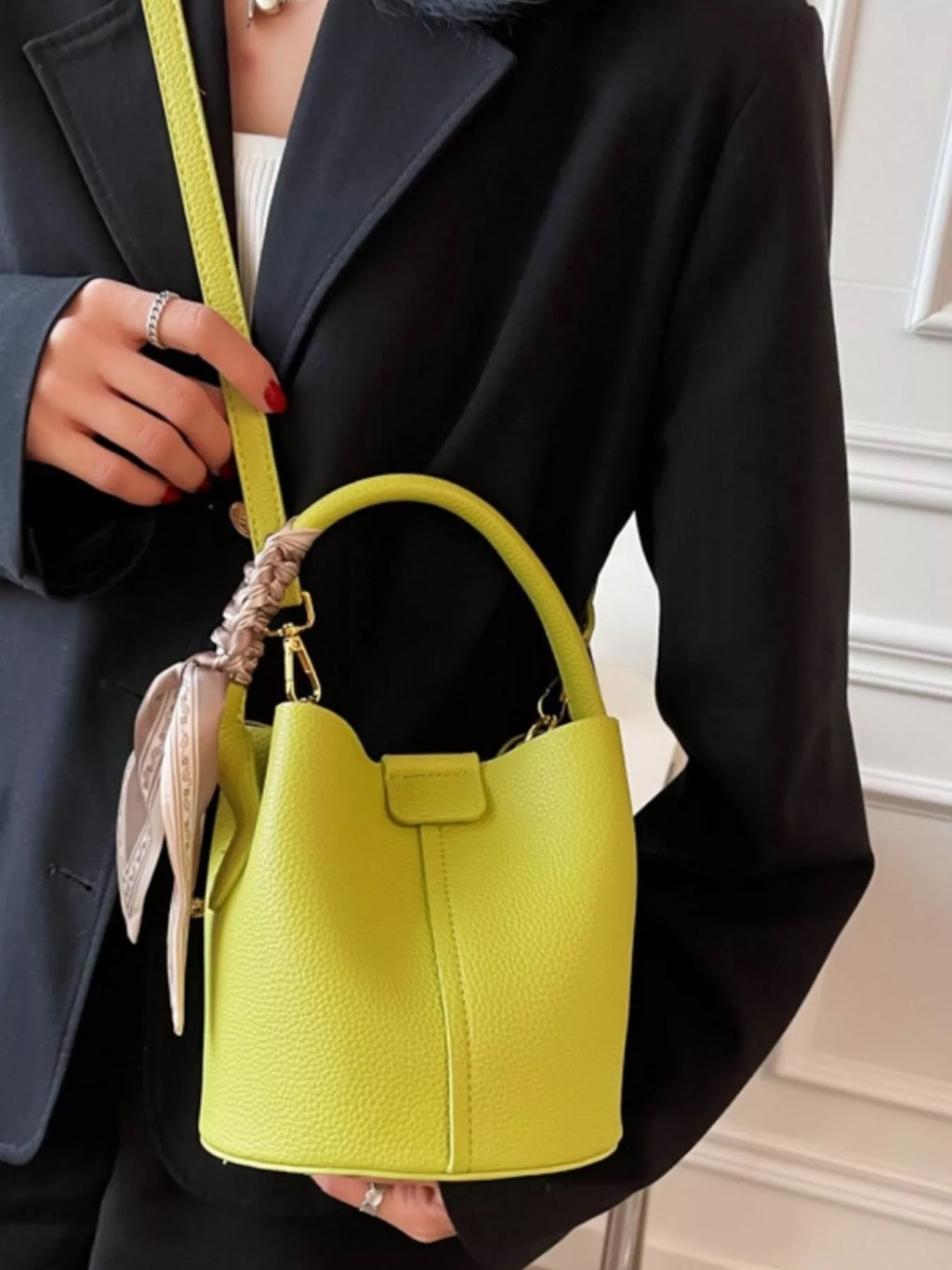 Leather Bucket Crossbody Bag
