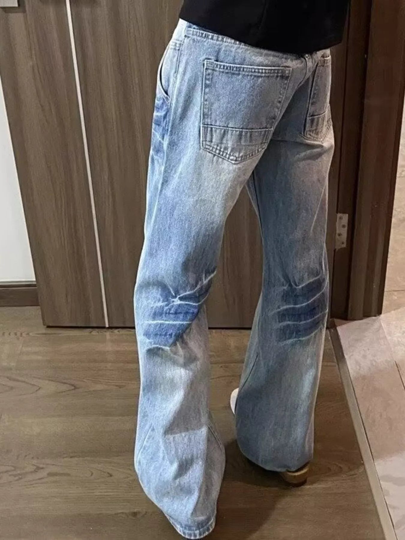 Men's Full Size Vintage Wash Wide Leg Jeans Plus Size