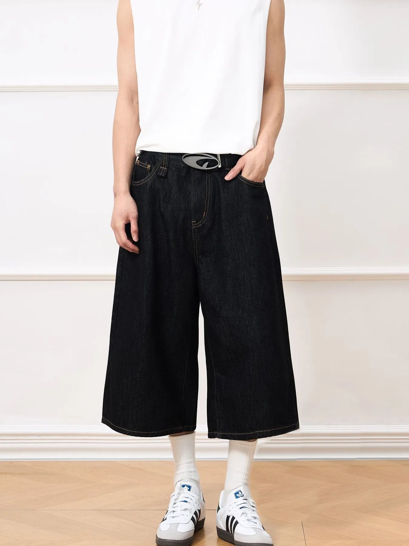 Men's Wide Leg Denim Shorts