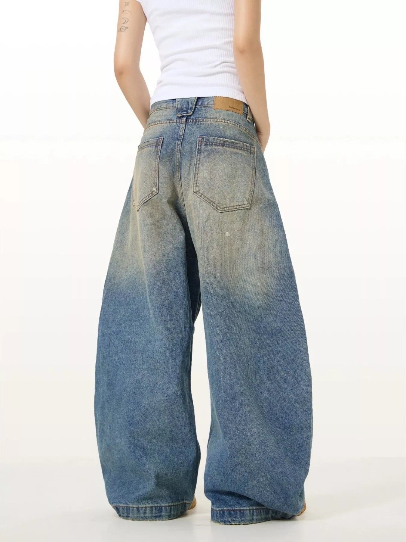 Men's Full Size Washed Wide Leg Jeans Plus Size