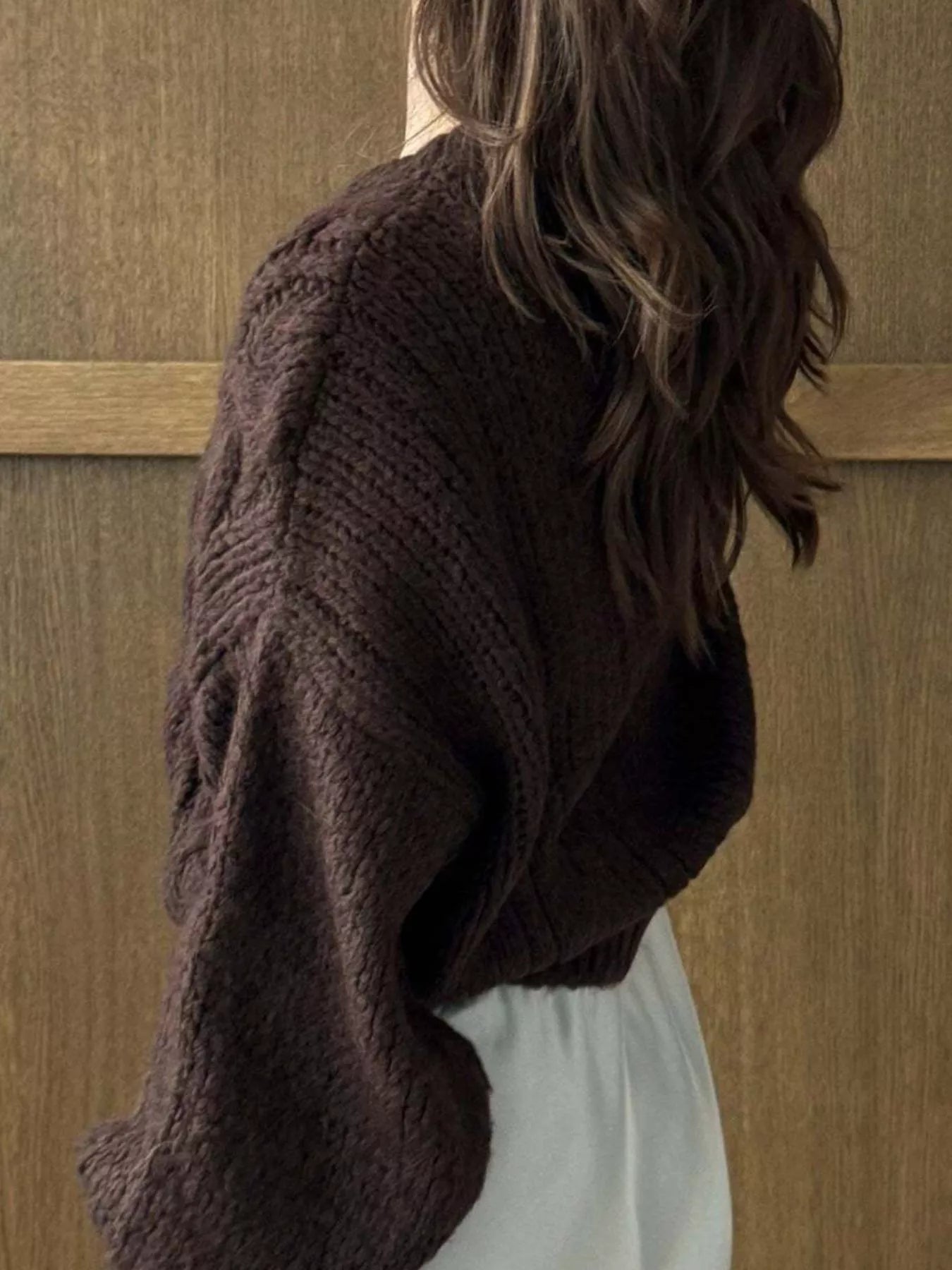 Cable Knit Button-Down Cardigan