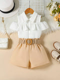 Children's Ruffle Cold Shoulder Top & Shorts Set