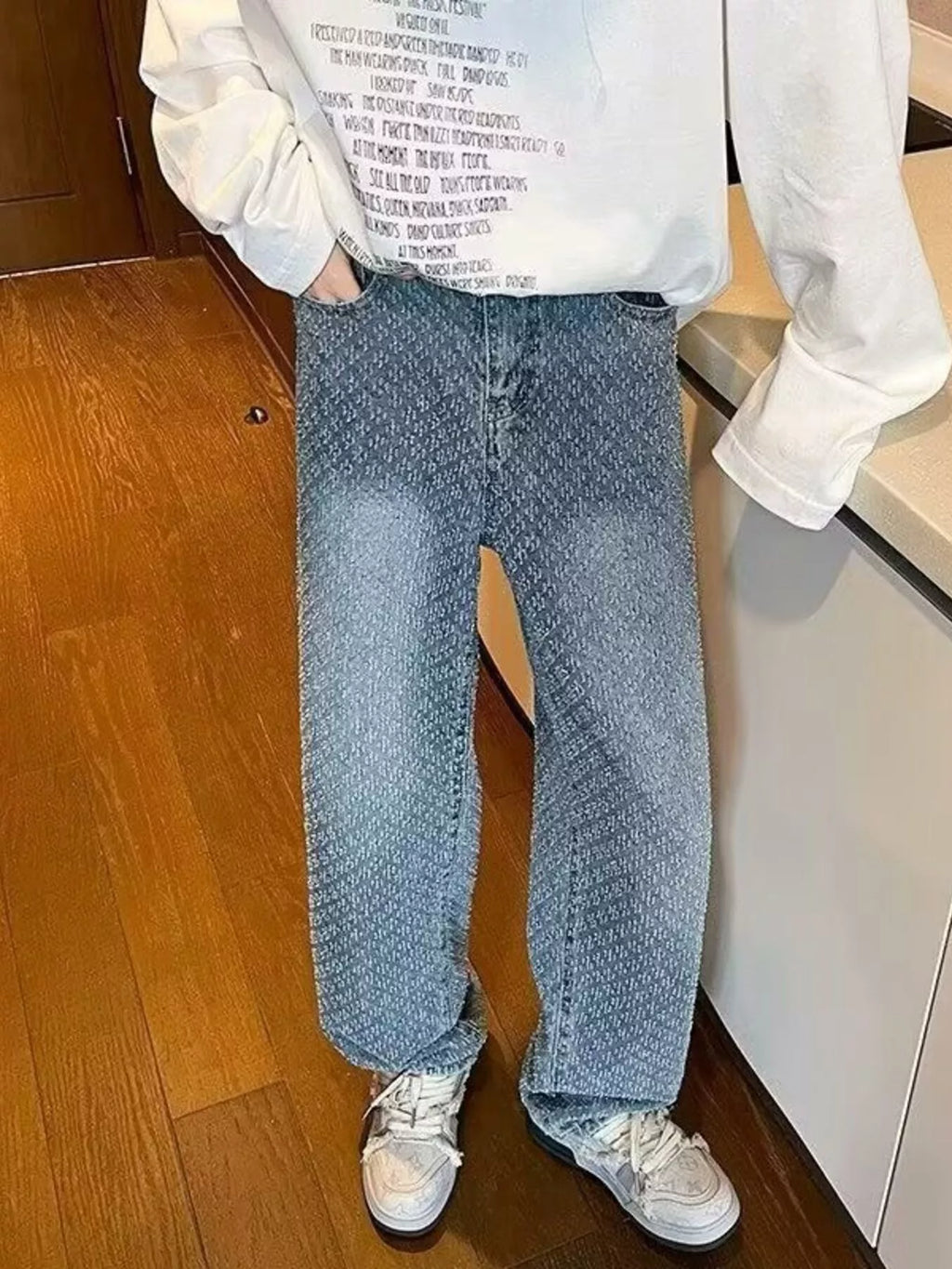 Men's Full Size Patterned Wide-Leg Jeans Plus Size