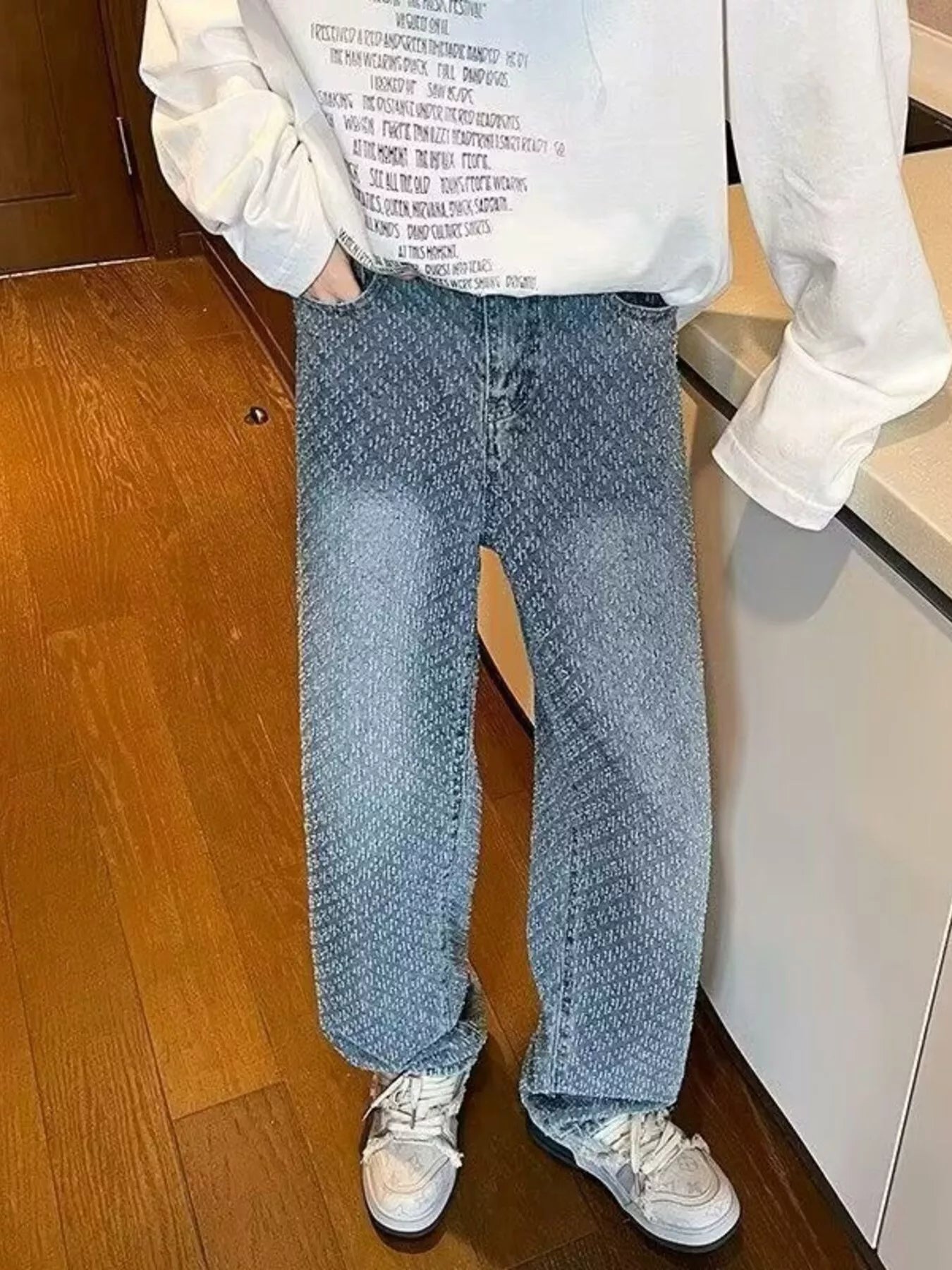 Men's Full Size Patterned Wide-Leg Jeans Plus Size