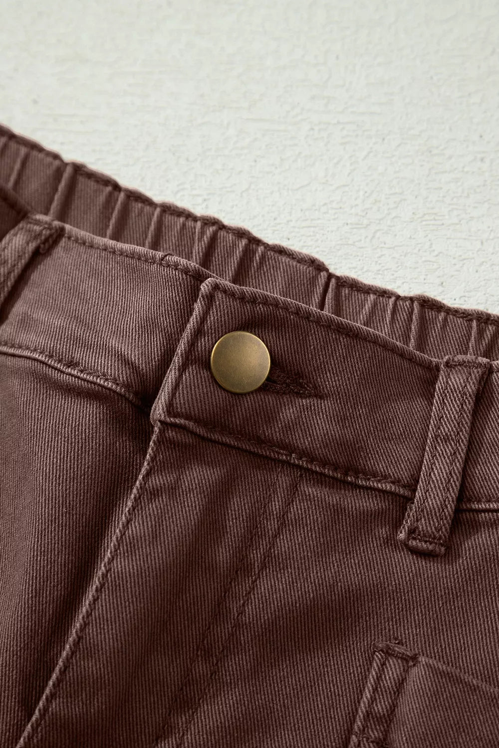 Solid Color Square Patch Pocket Ankle-length Barrel Jeans