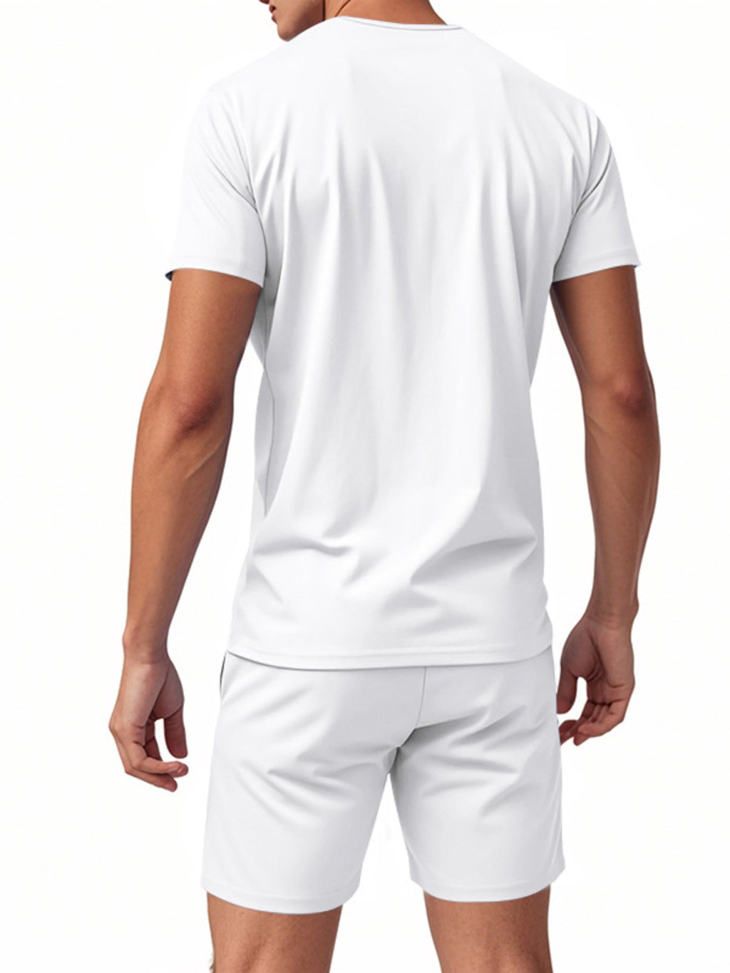 Men's Full Size V-Neck Short Sleeve T-Shirt and Shorts Set Plus Size
