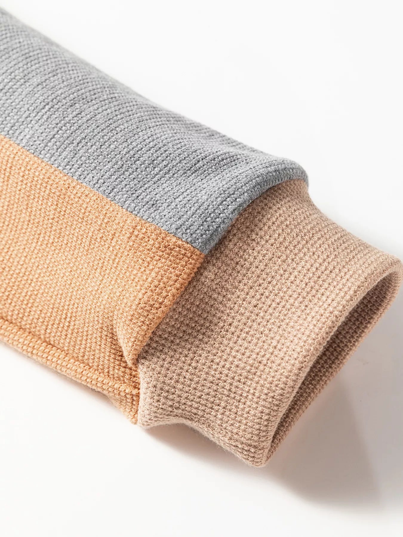 Color Block Thermal Textured Knit Drop Shoulder Henley Top