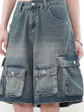 Men's Vintage Wash Cargo Denim Shorts