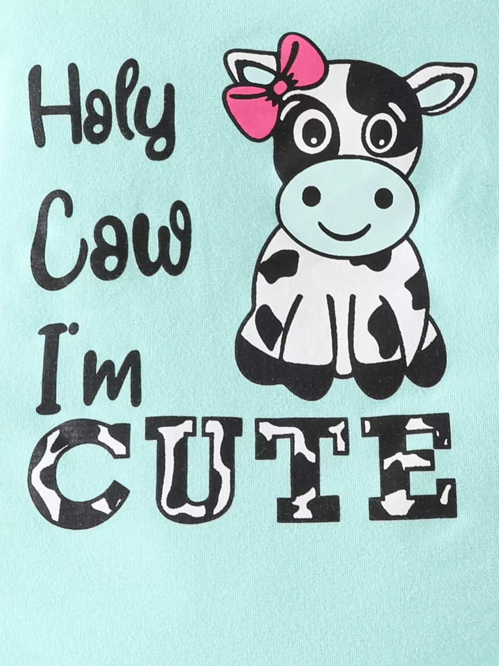 Children's Ruffled Cow Bodysuit and Shorts Set with Headband