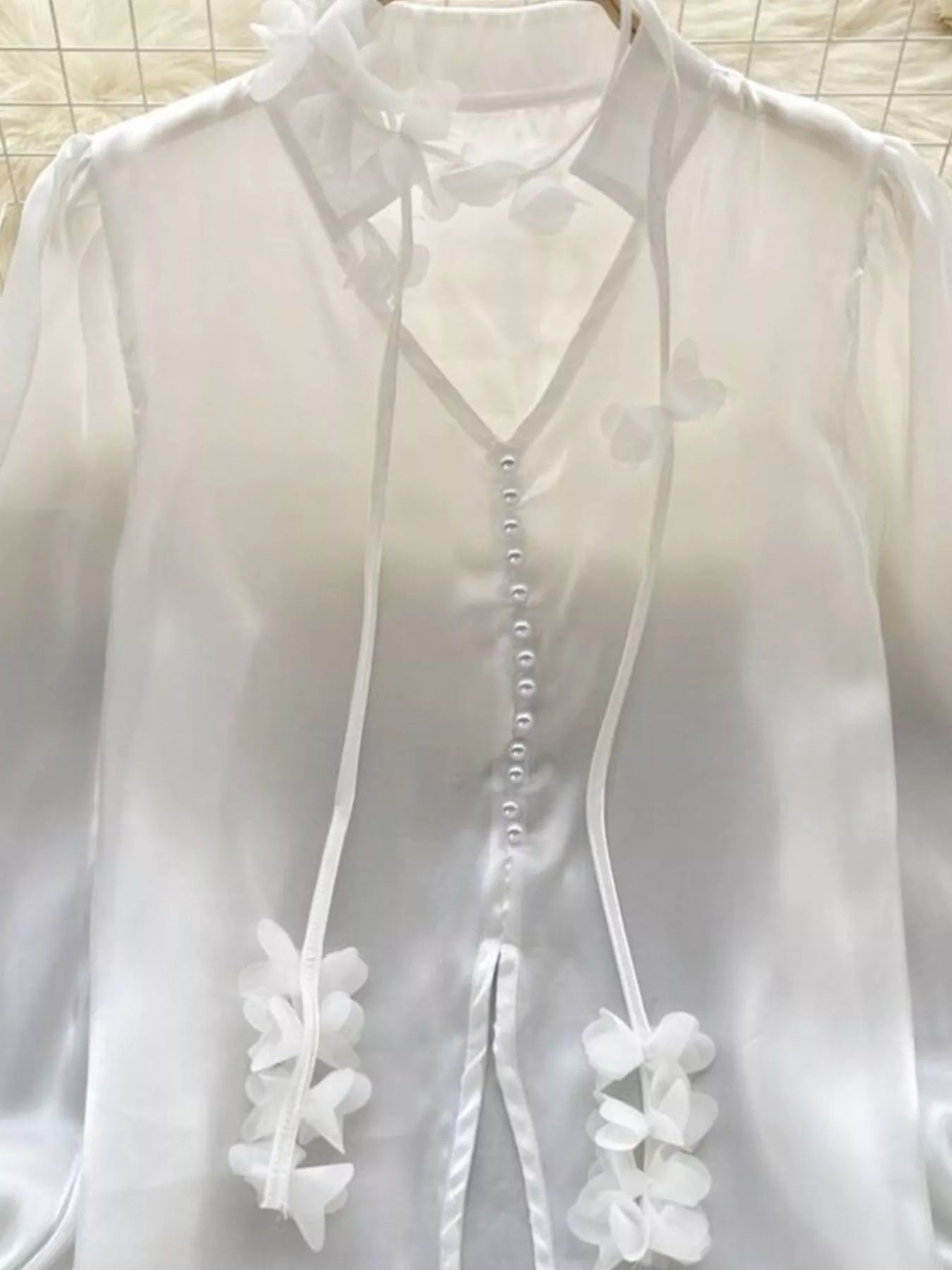 Sheer Floral Embellished Shirt