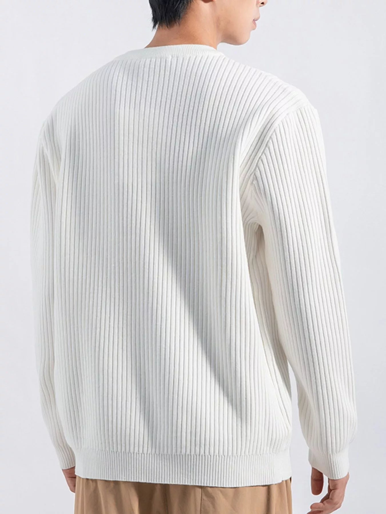 Men's Plus Size Ribbed Button Detail Knit Top