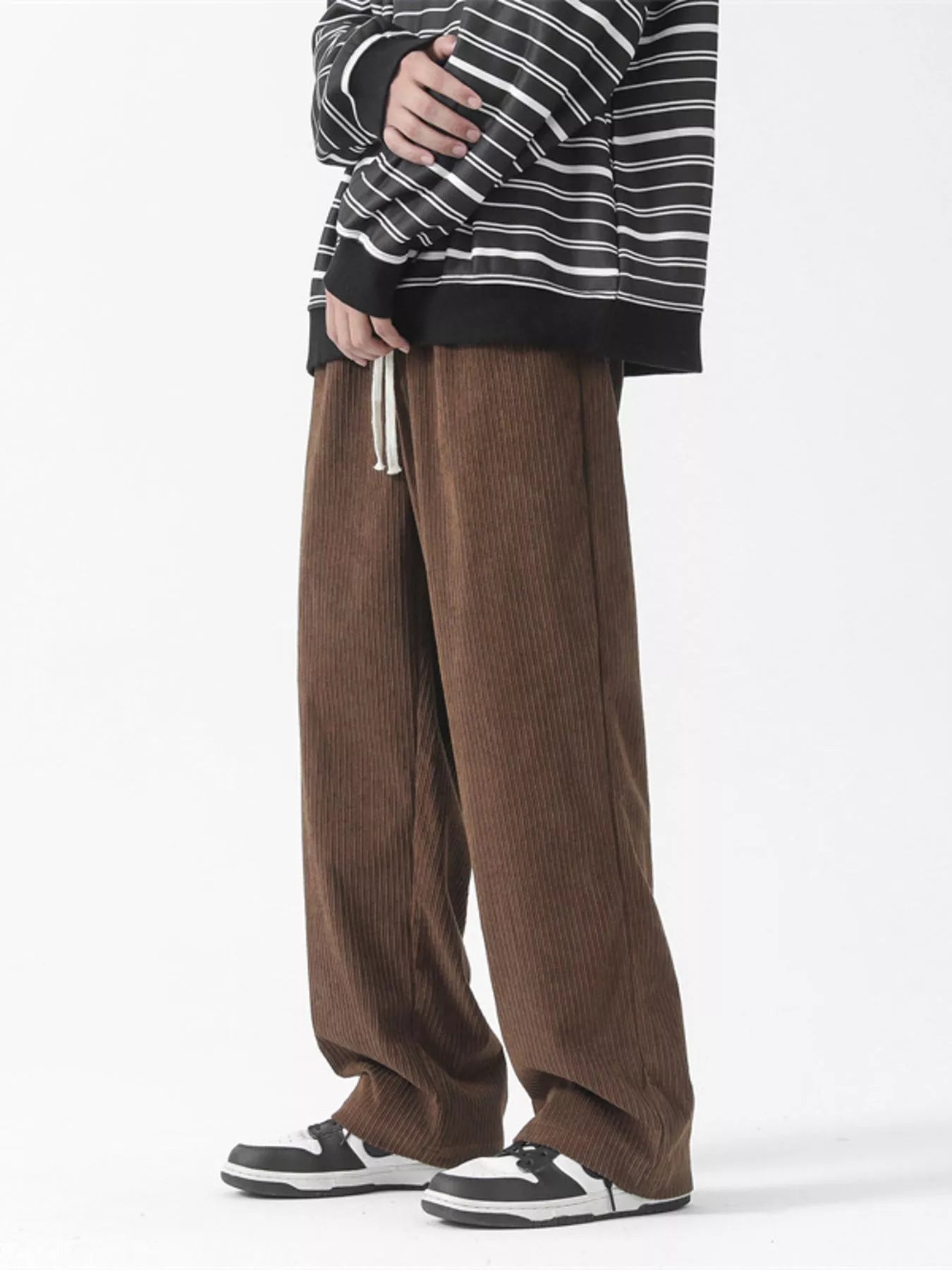 Men's Full Size Drawstring Wide Leg Corduroy Pants Plus Size