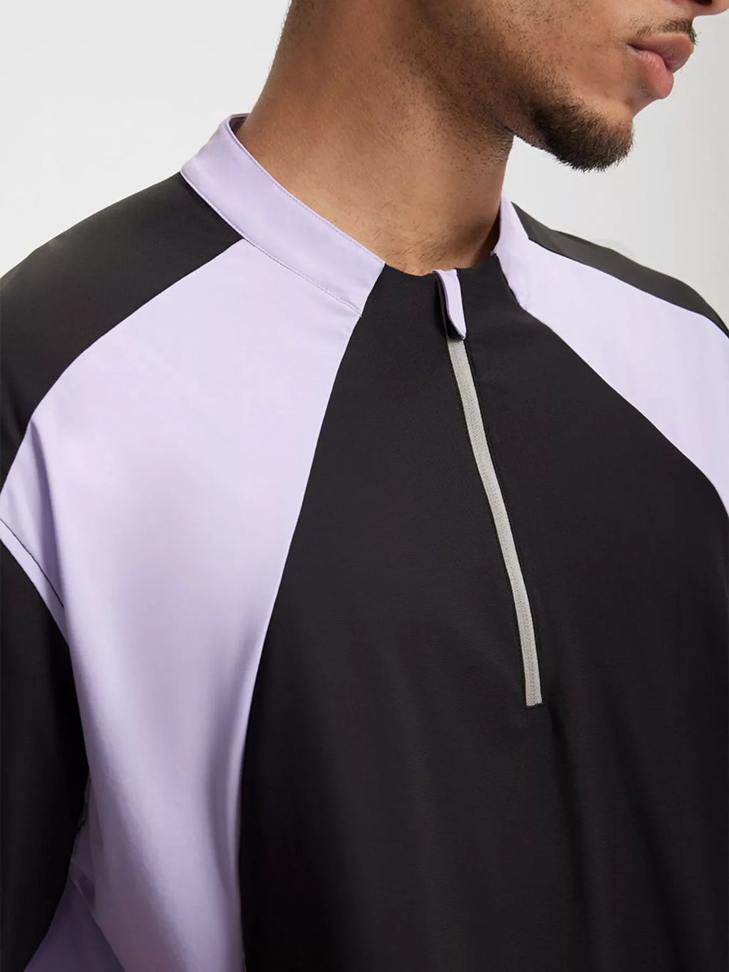 Men's Color Block Quick-Dry Half Zip T-Shirt