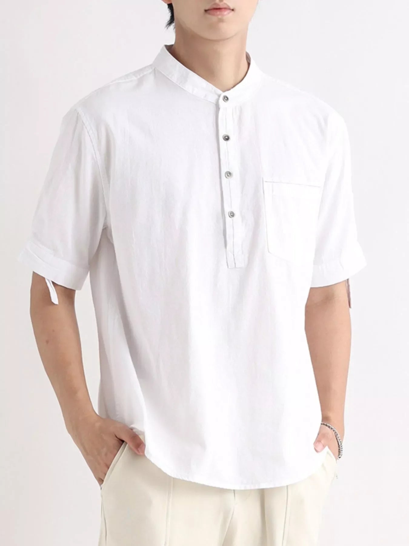 Men's Plus Size Button Detail Short Sleeve Shirt