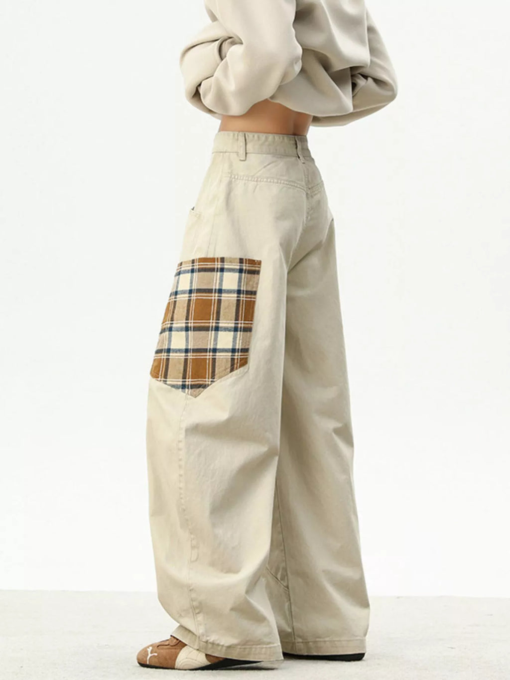 Men's Full Size Wide Leg Patchwork Casual Pants Plus Size