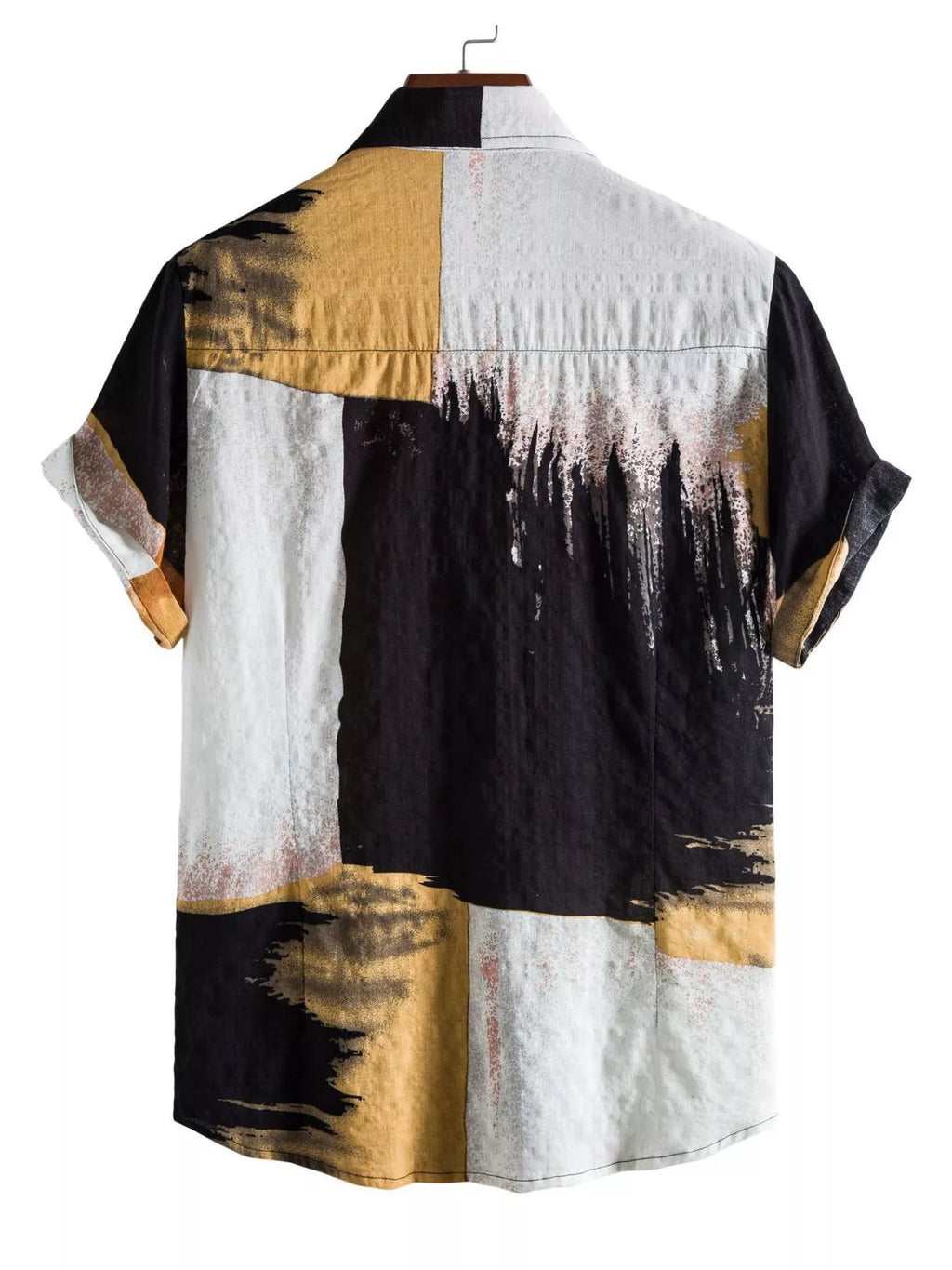 Men's Plus Size Color Block Button Up Shirt