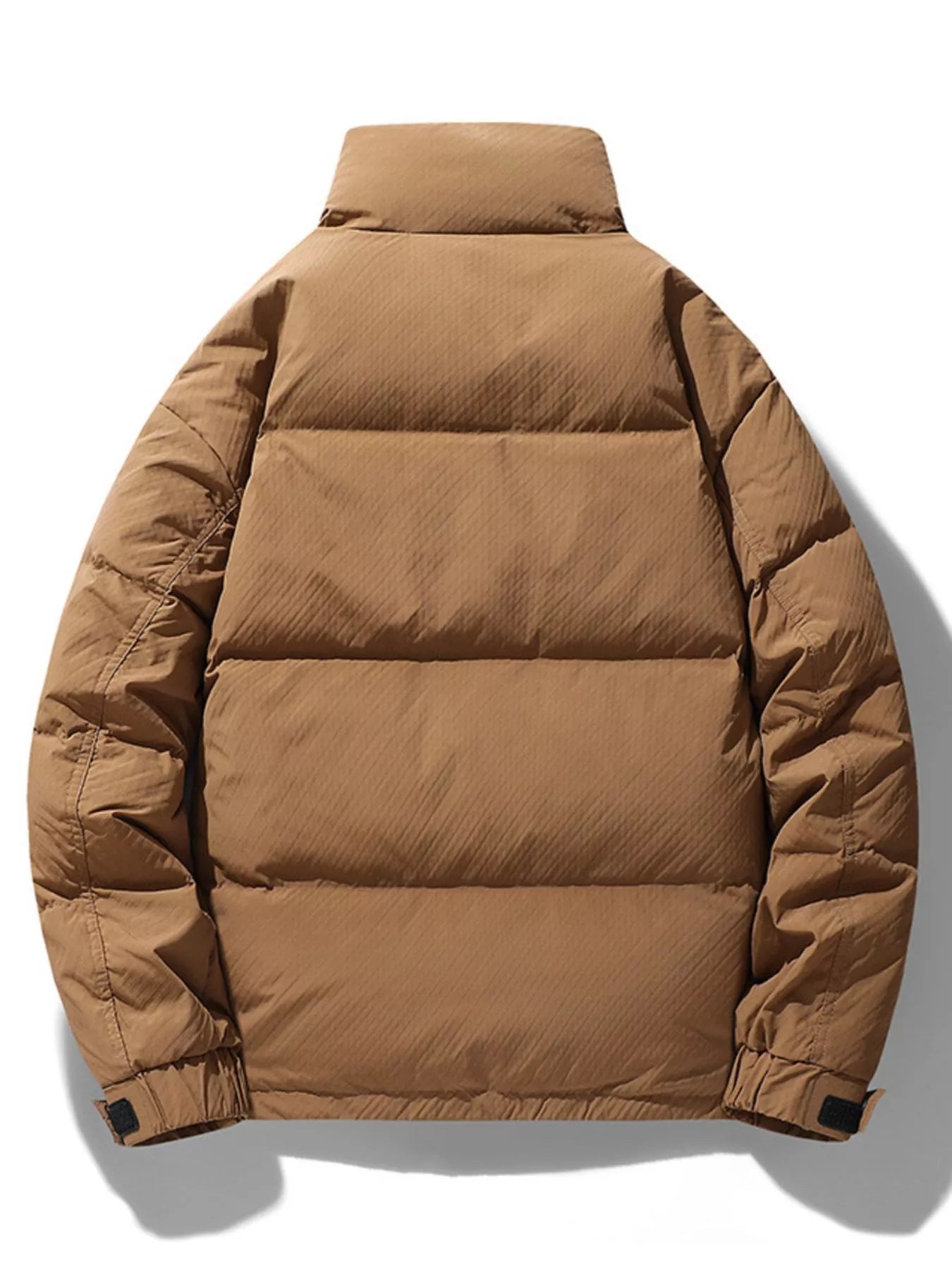 Men's Plus Size Stand Collar Puffer Jacket with Side Zipper Pockets