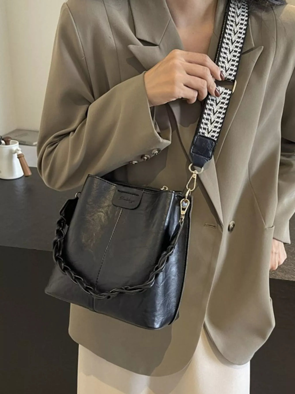 Braided Handle Crossbody Bag