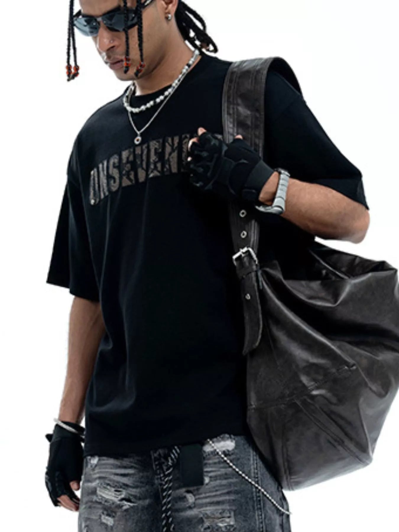 Men's Letter Round Neck Oversized T-Shirt