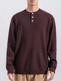 Men's Plus Size Ribbed Button Detail Knit Top