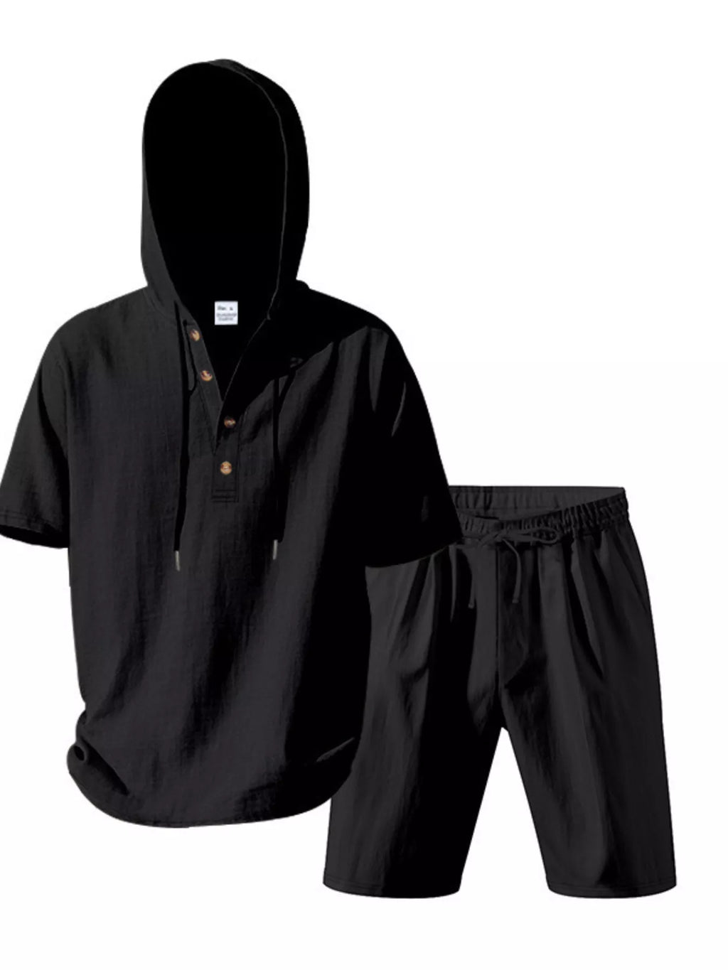 Men's Full Size Casual Short Sleeve Hooded Top & Shorts Set Plus Size