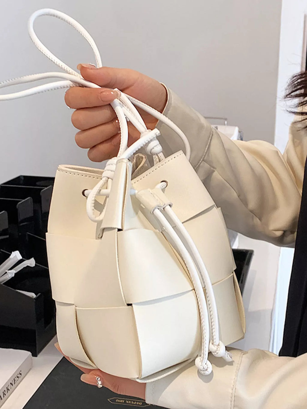 Woven Bucket Crossbody Bag