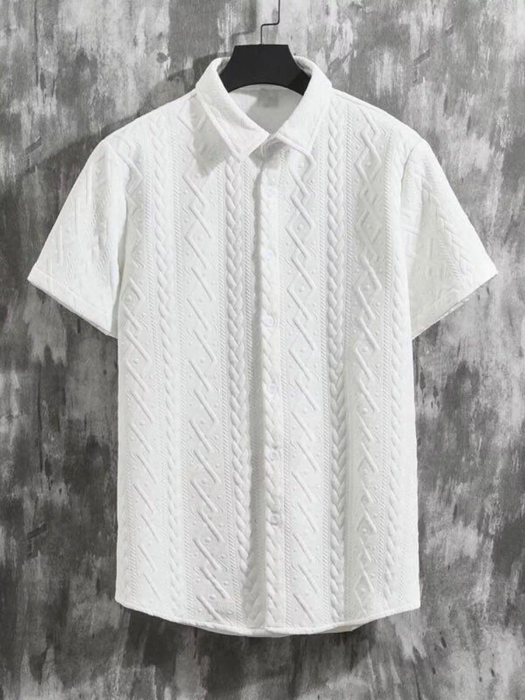 Men's Textured Knit Short Sleeve Polo & Shorts Set