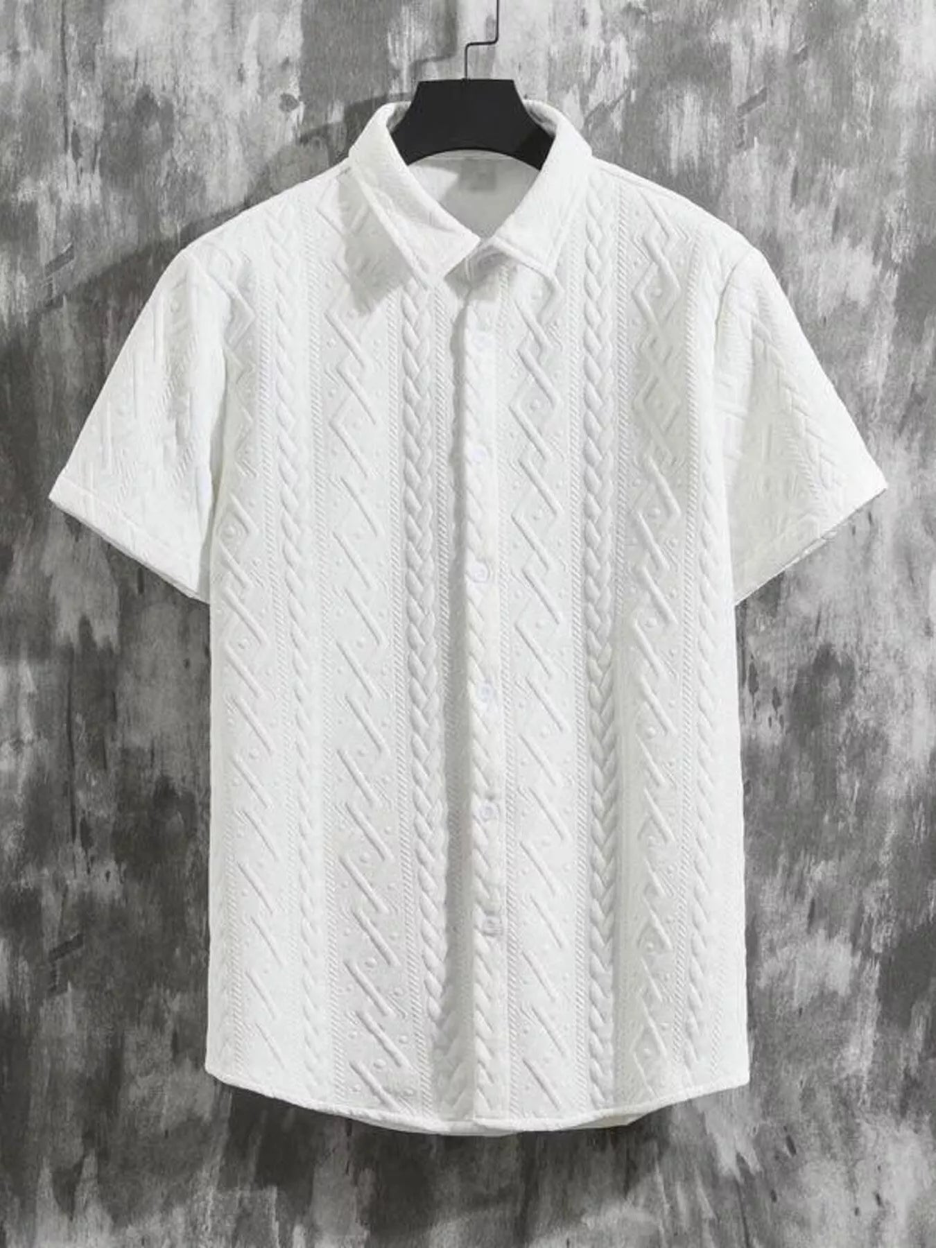 Men's Textured Knit Short Sleeve Polo & Shorts Set