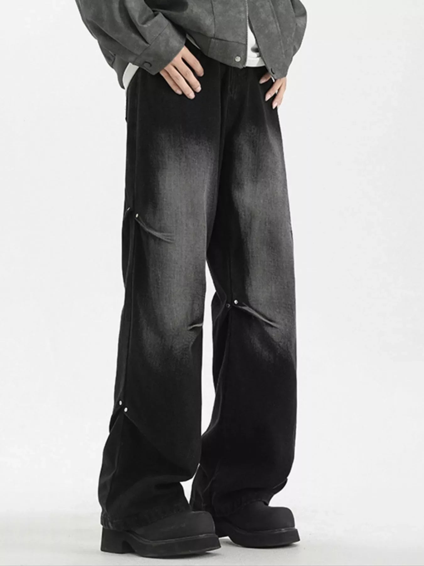 Men's Full Size Vintage Wash Wide Leg Jeans Plus Size