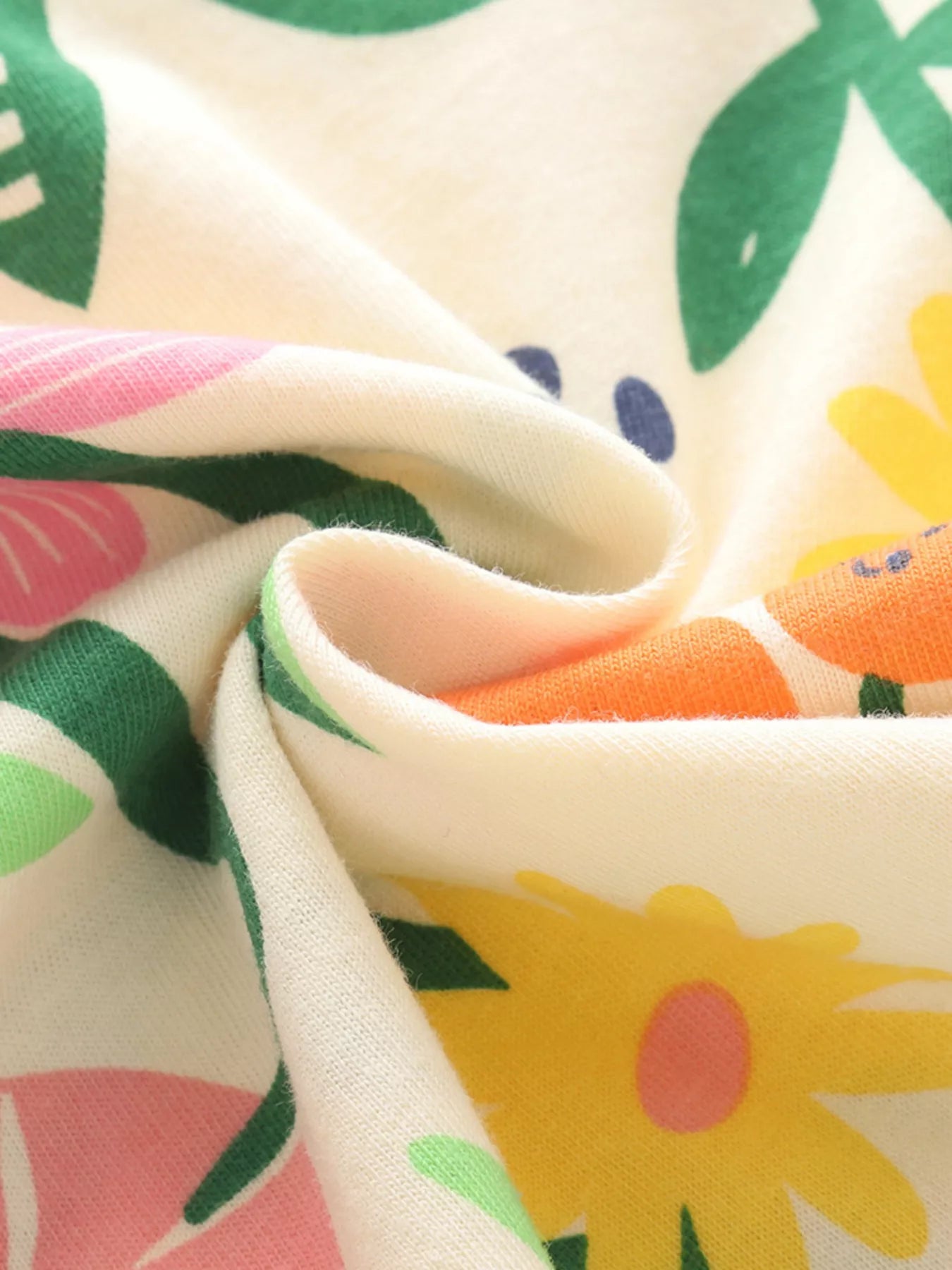 Children's Floral & Fruit Print Ruffled Hem T-Shirt