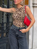 Asymmetrical Neck Leopard Bodysuit