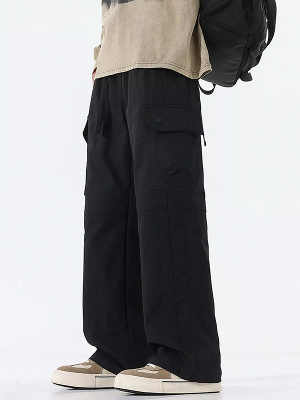 Men's Full Size Drawstring Cargo Wide Leg Pants Plus Size