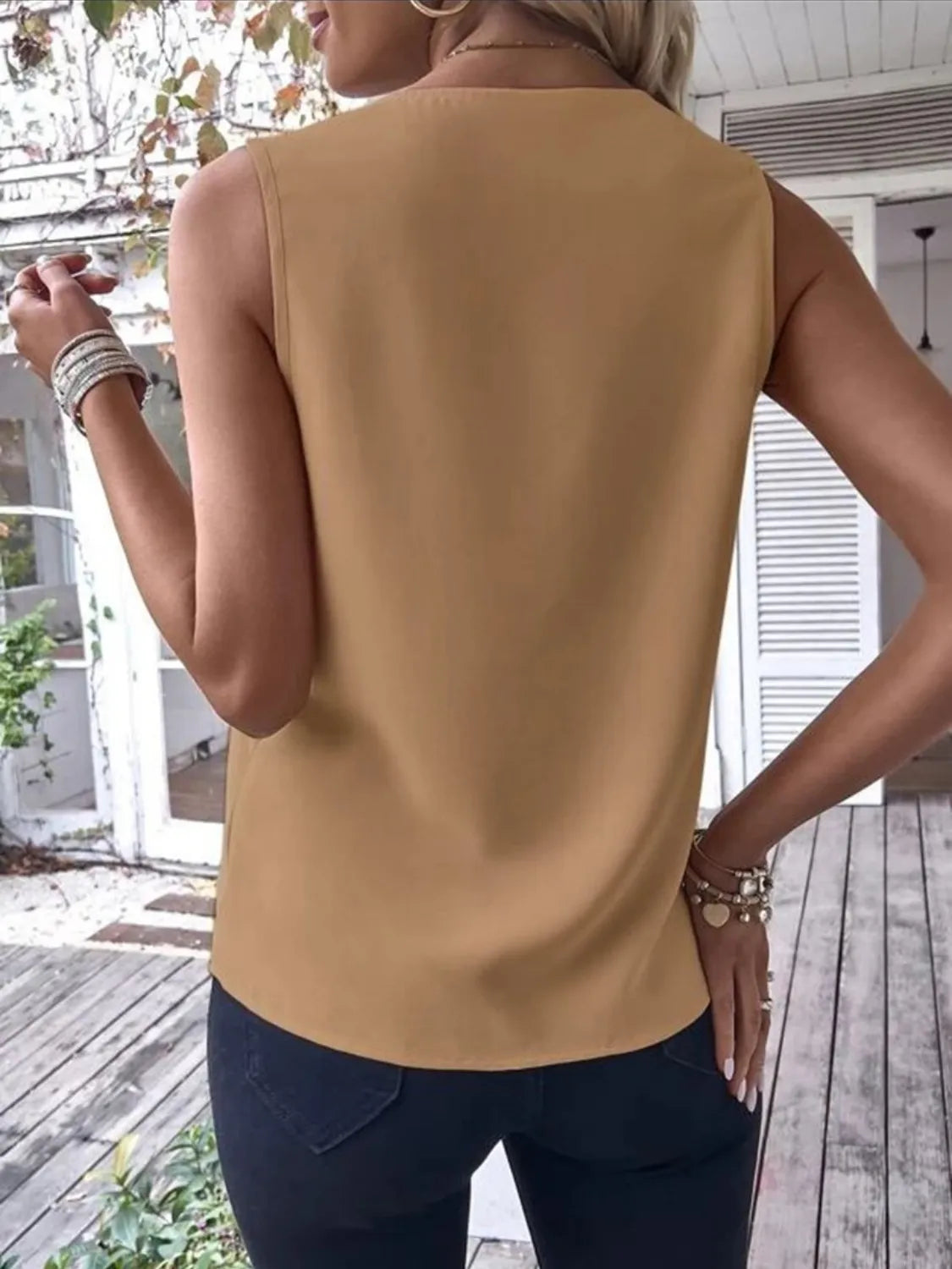 Full Size  V-Neck Contrast Tank Plus Size