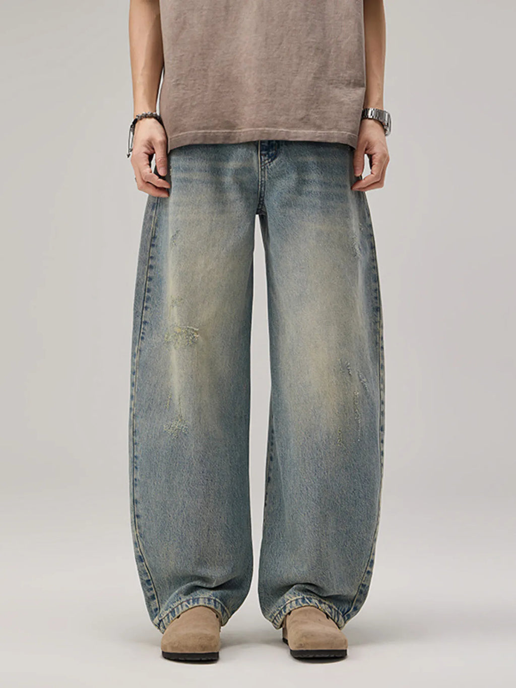Men's Vintage Wash Wide Leg Jeans