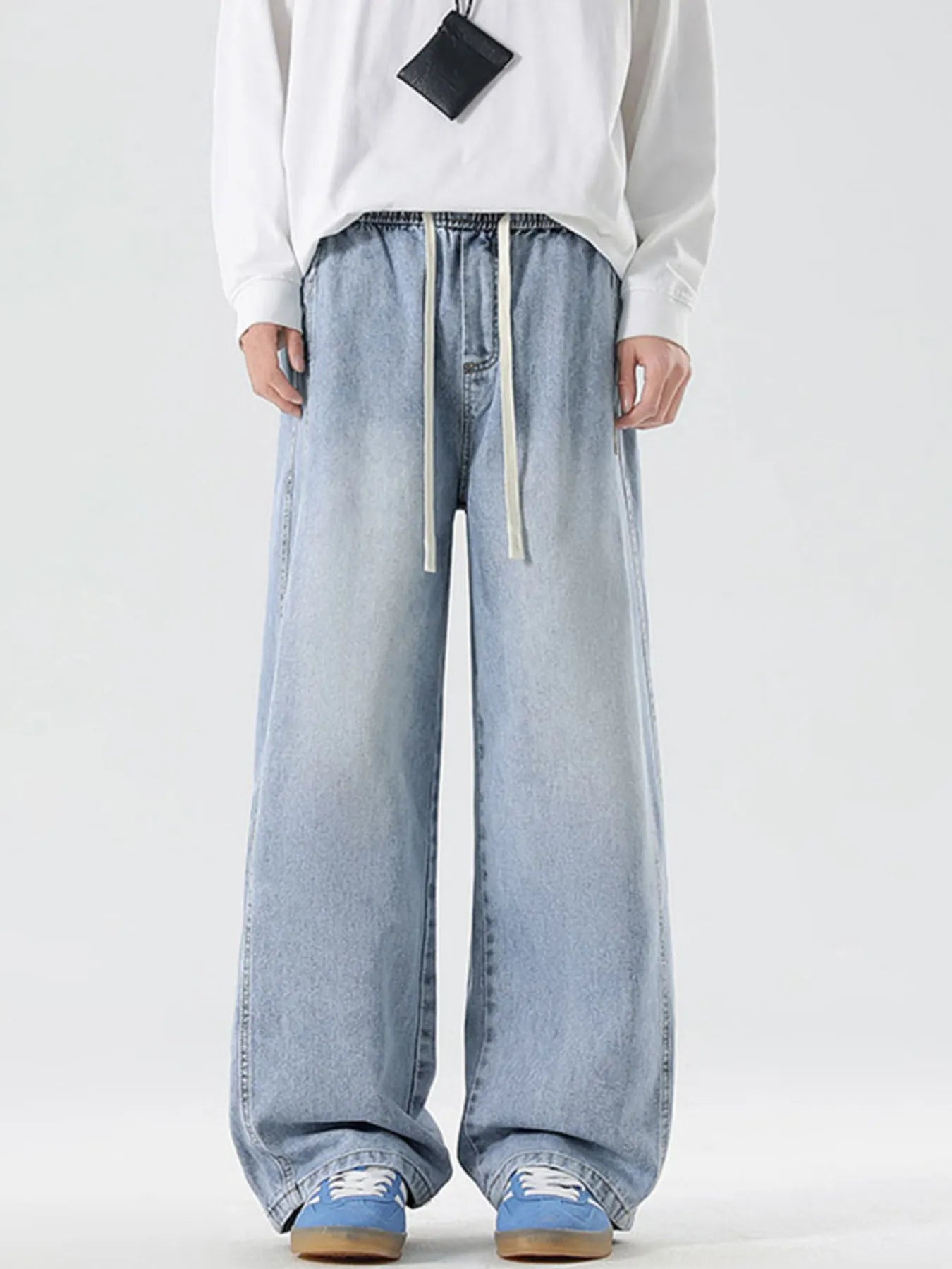 Men's Full Size Wash Wide Leg Jeans Plus Size