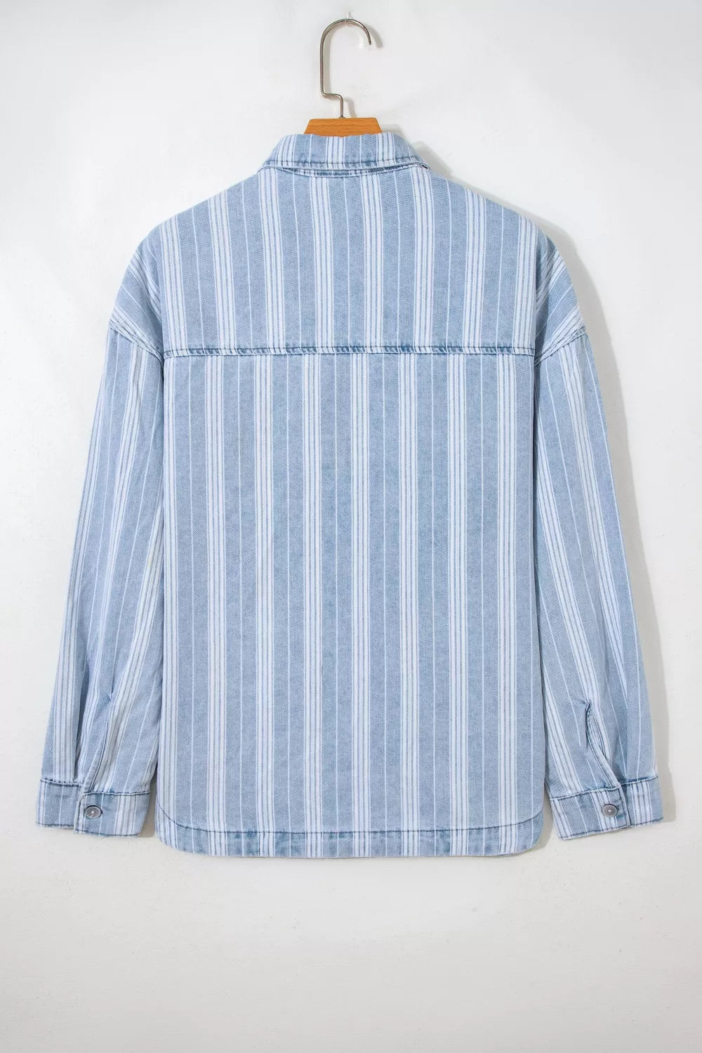 Stripe Boyfriend Chest Pocket Classic Denim Shacket