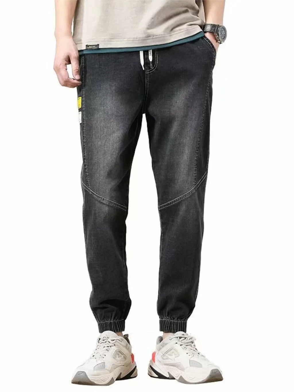Men's Full Size Drawstring Loose Fit Jeans Plus Size