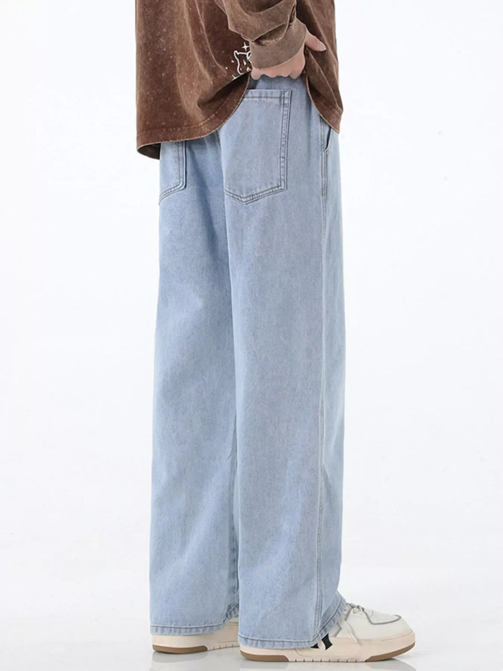 Men's Full Size Wide Leg Drawstring Jeans
