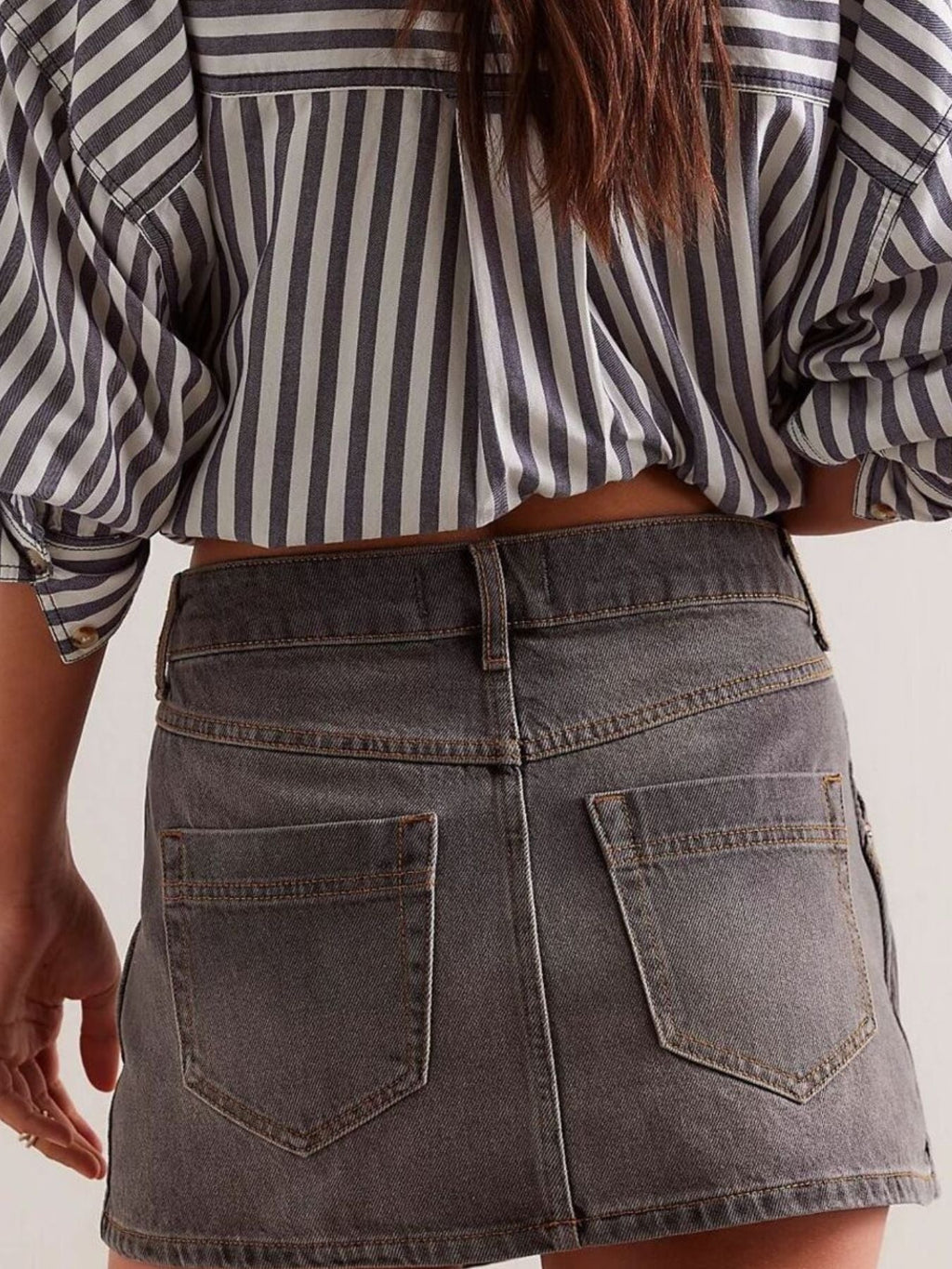 Asymmetrical Button-Front Denim Skort