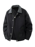 Men's Plus Size Contrast Collar Casual Jacket