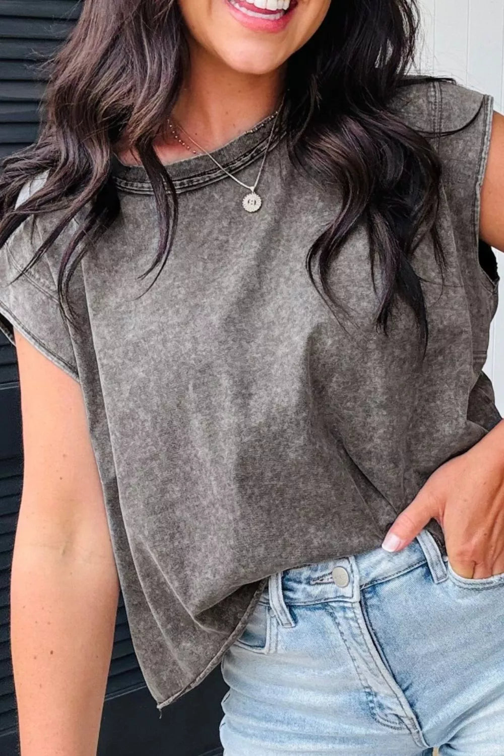 Mineral Wash Boxy Fit Cotton Tank Top