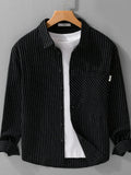 Men's Plus Size Striped Long Sleeve Button-Up Shirt