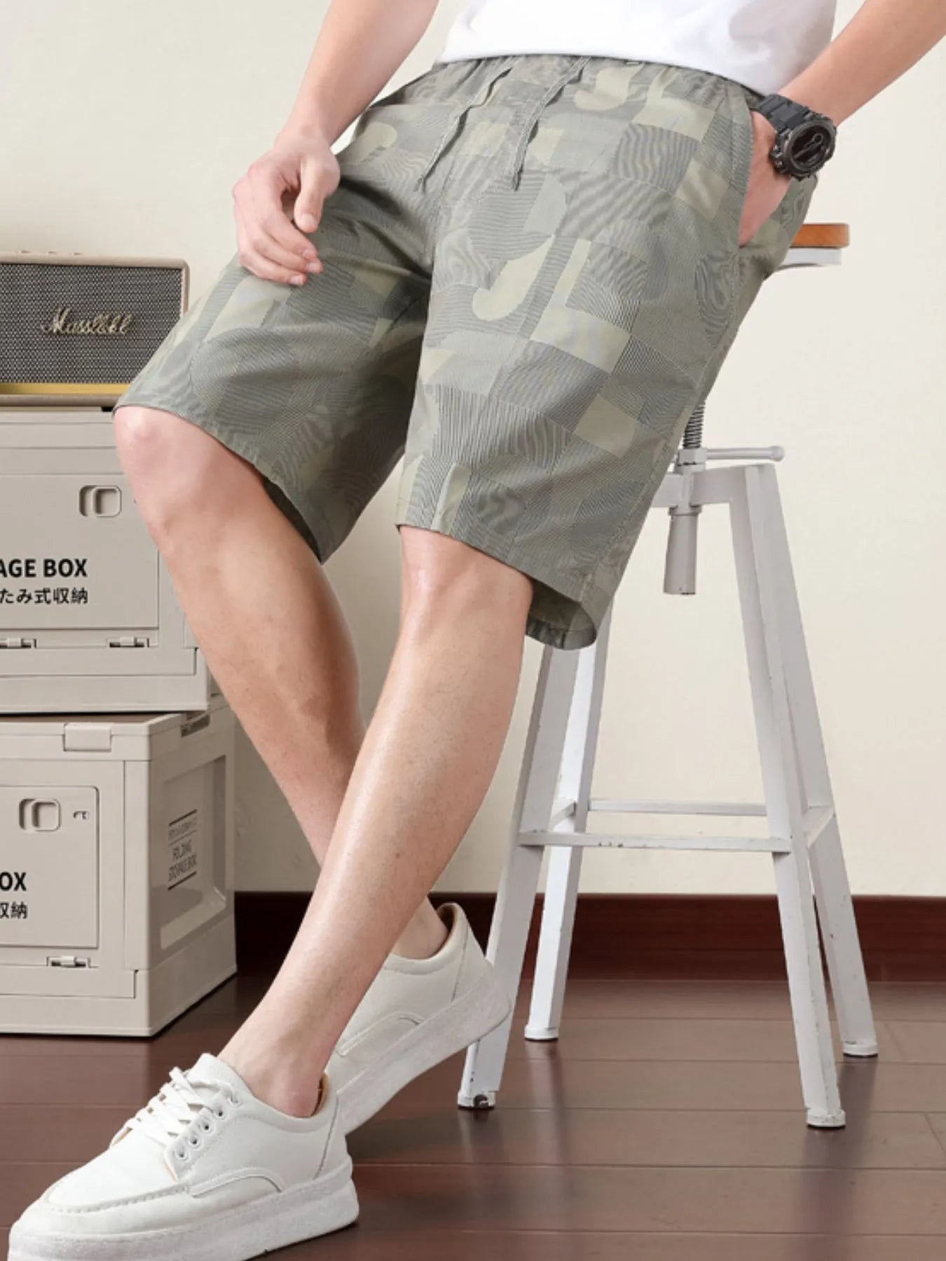 Men's Plus Size Drawstring Shorts with Pockets