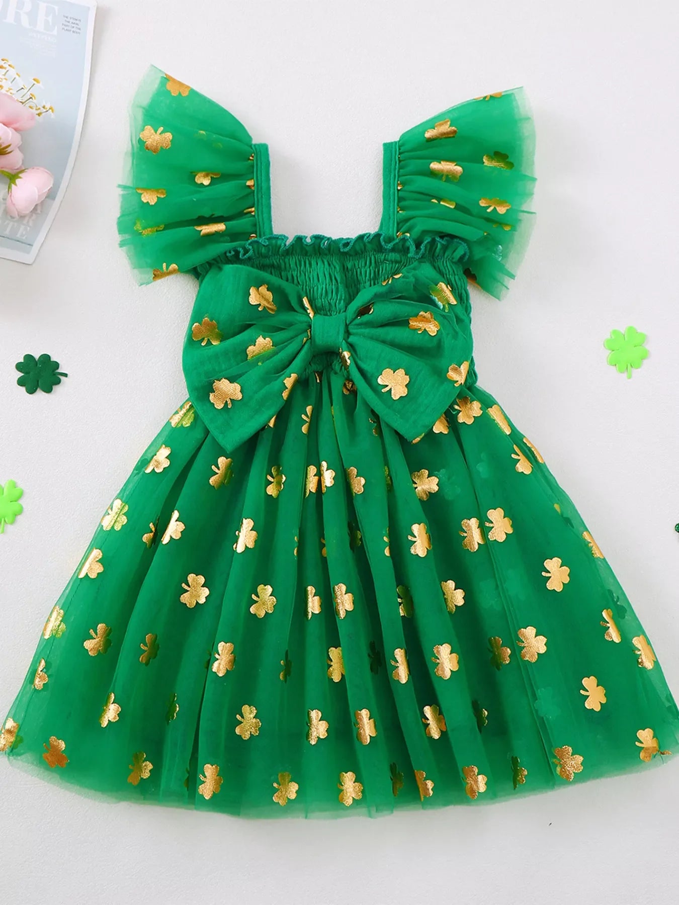 Children's Smocked Clover Tulle Dress