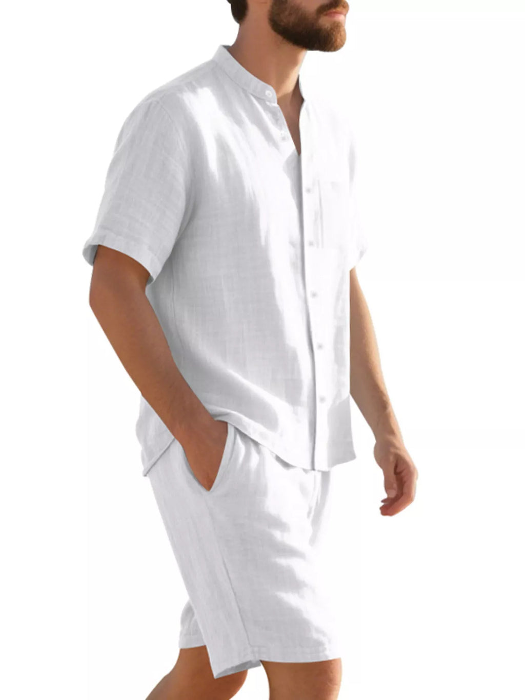 Men's Full Size Casual Short Sleeve Shirt and Shorts Set Plus Size