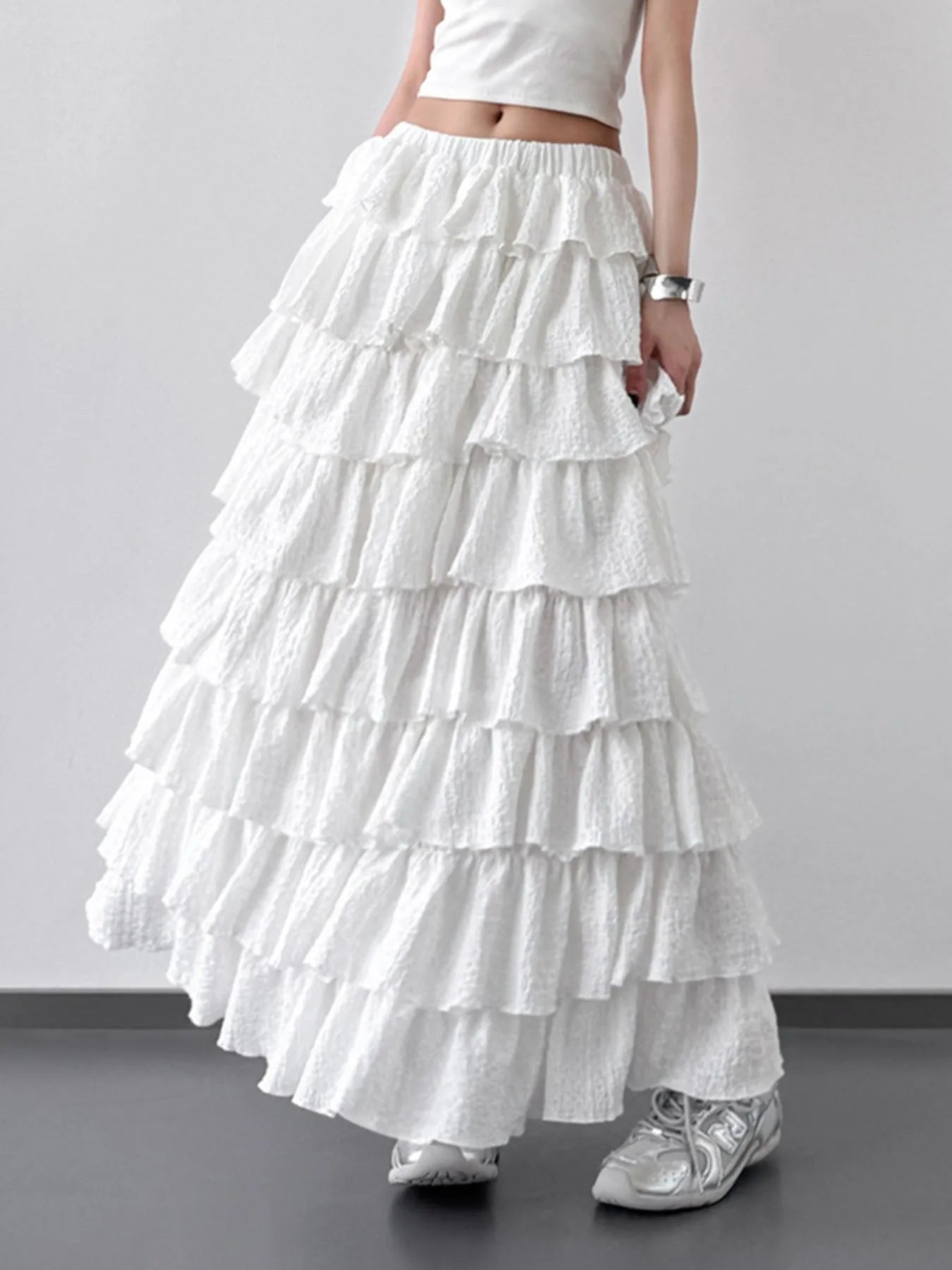 Ruffle Layered Maxi Skirt
