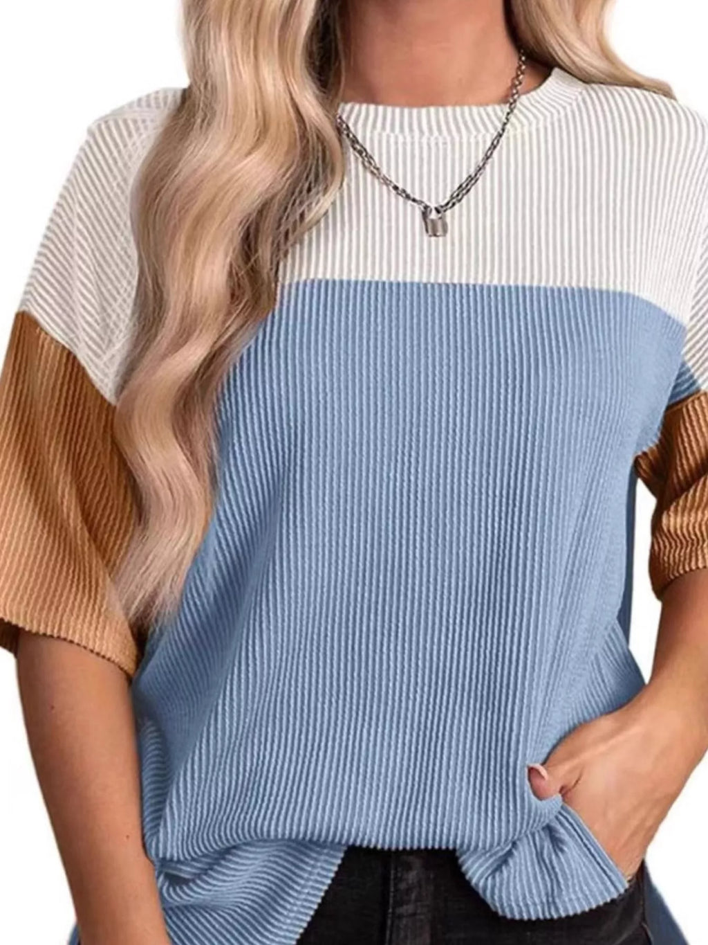 Color Block Half Sleeve Top