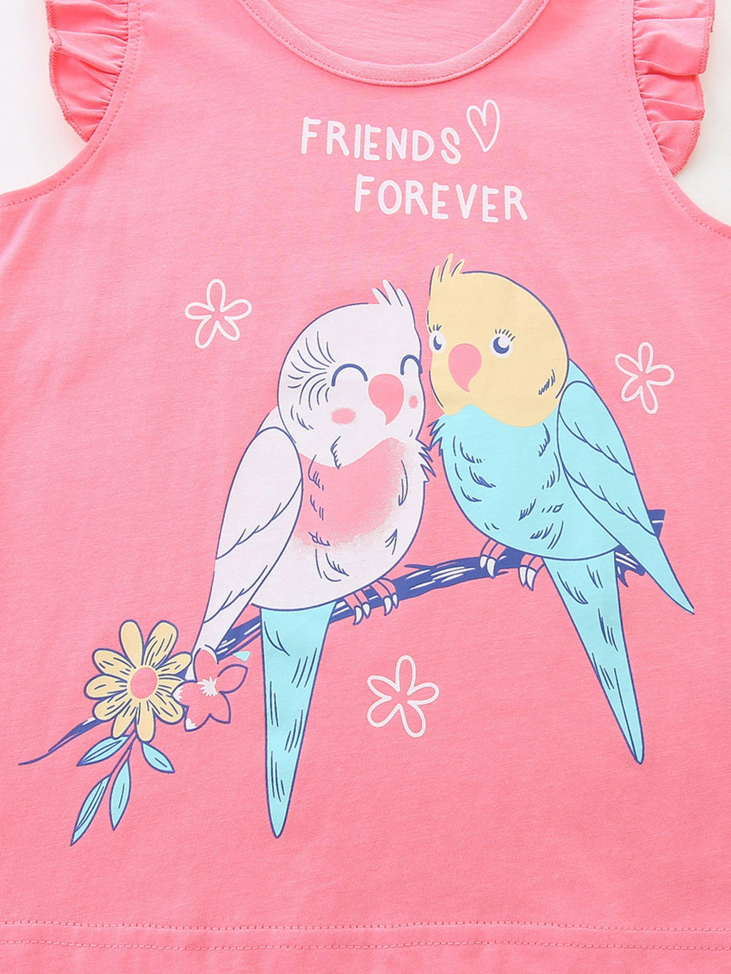 Children's Birds Graphic Ruffle Sleeve Top