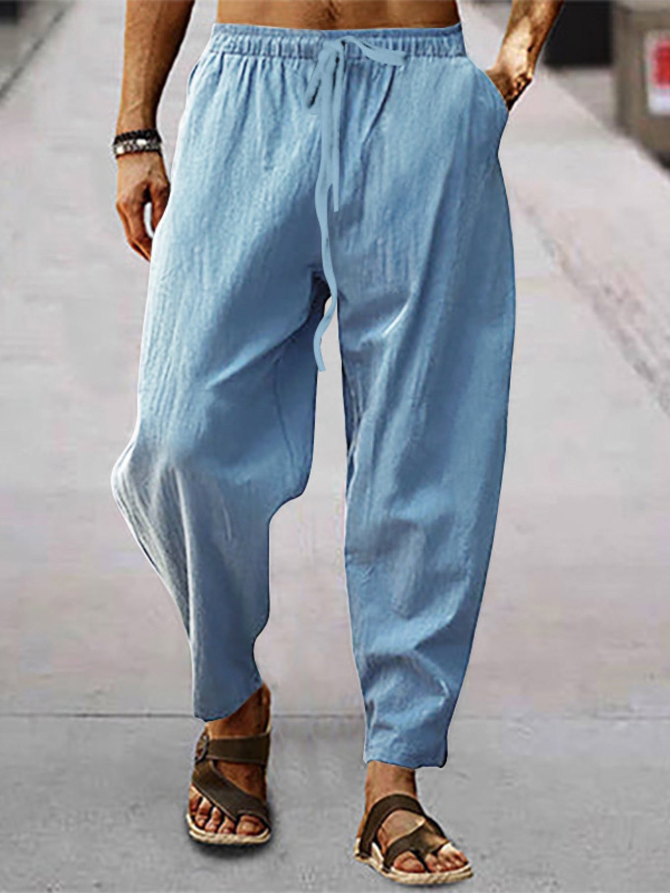 Men's Full Size Drawstring Wide Leg Pants Plus Size