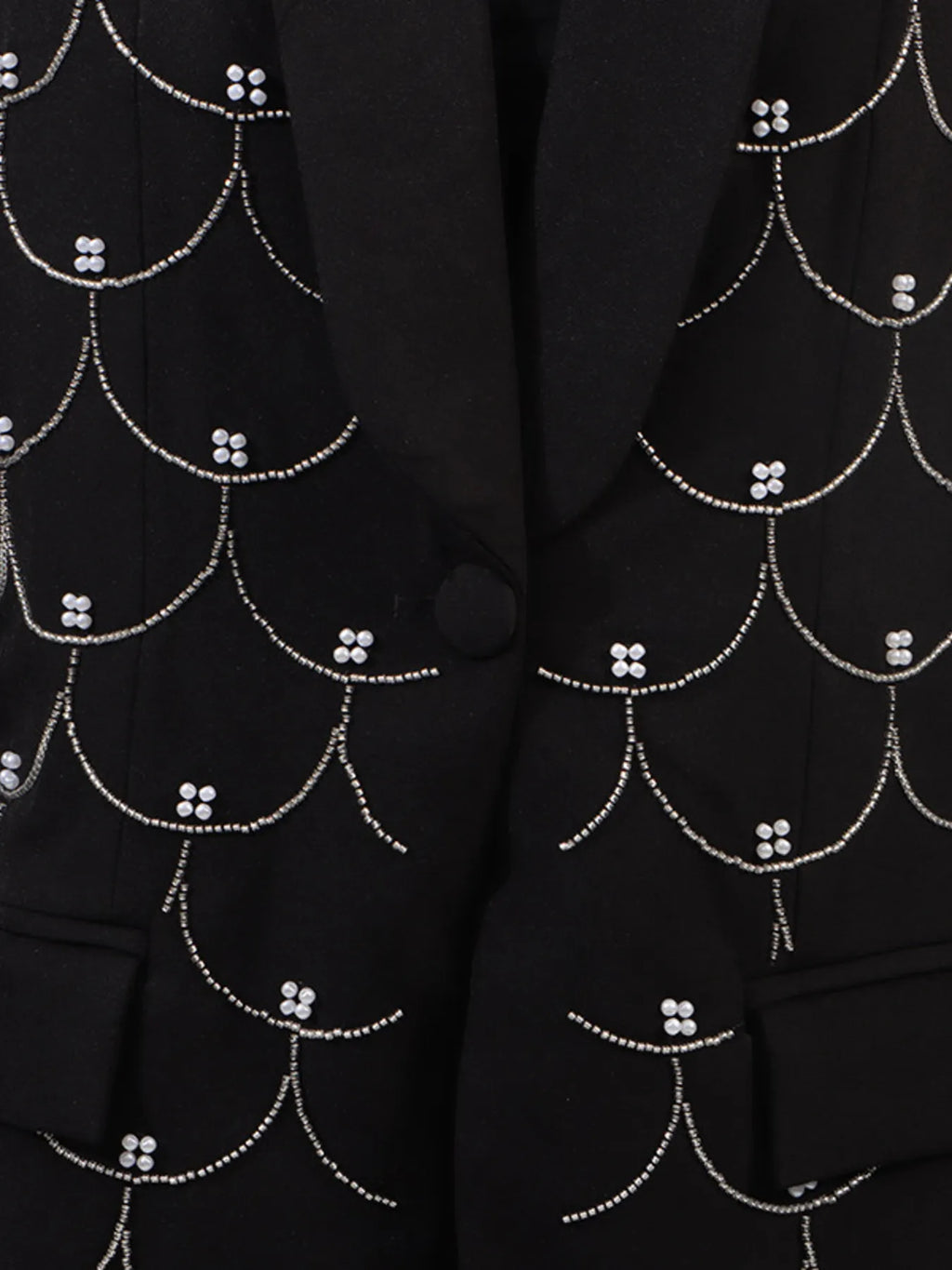 Pearl Detail Long Sleeve Blazer